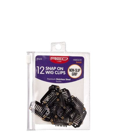 Red By Kiss 12 Snap On Wig Clips Non Slip Grip Black #Hwg