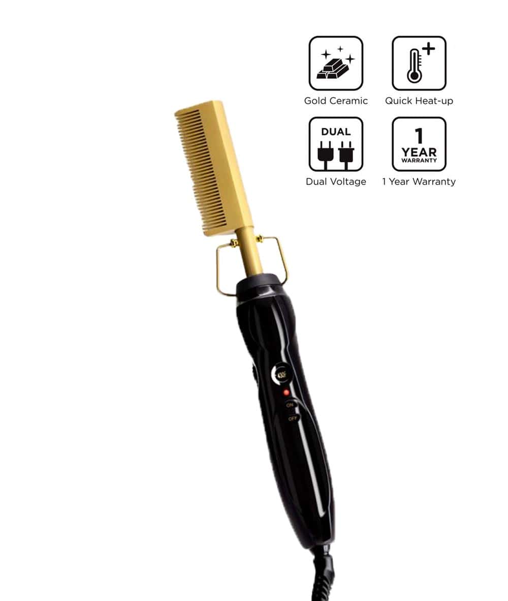 Tyche Gold Ceramic Coated Pressing Comb #HzPC01, HAIR STYLING TOOLS - Cloré Beauty