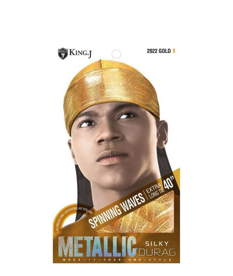 M&M King.J Extra Long Tie 40" Metallic Silky Durag [Gold] 