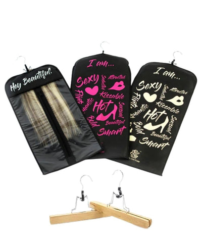 Hair Couture Hair Storage Bag W/ Hanger [Black/Beige]