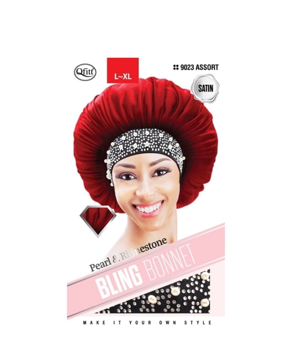 M&M Qfitt Pearl & Rhinestone Bling Satin Bonnet, ACCESSORIES JEWELRY FASHION - Cloré Beauty