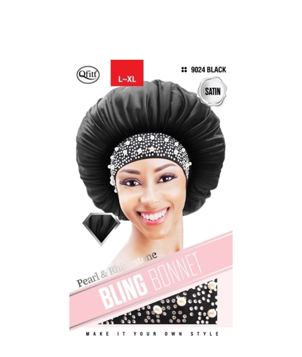 M&M Qfitt Pearl & Rhinestone Bling Satin Bonnet, ACCESSORIES JEWELRY FASHION - Cloré Beauty
