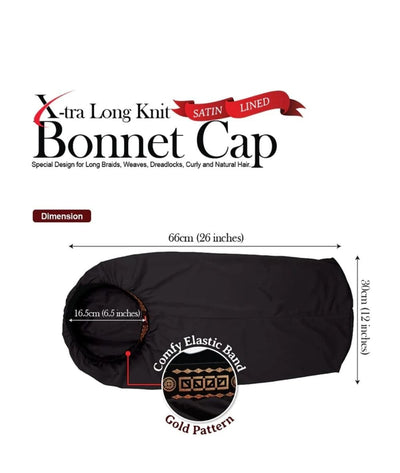 Beauty Town Adjustable X-Tra Long Knit Bonnet Cap
