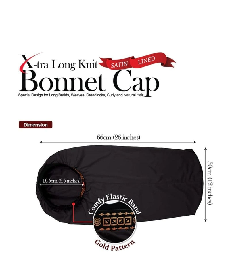 Beauty Town Adjustable X-Tra Long Knit Bonnet Cap