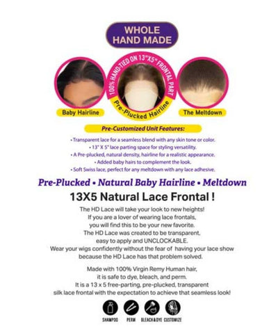 Janet Melt 13X5 Hd Lace Frontal Closure Virgin Human - Body